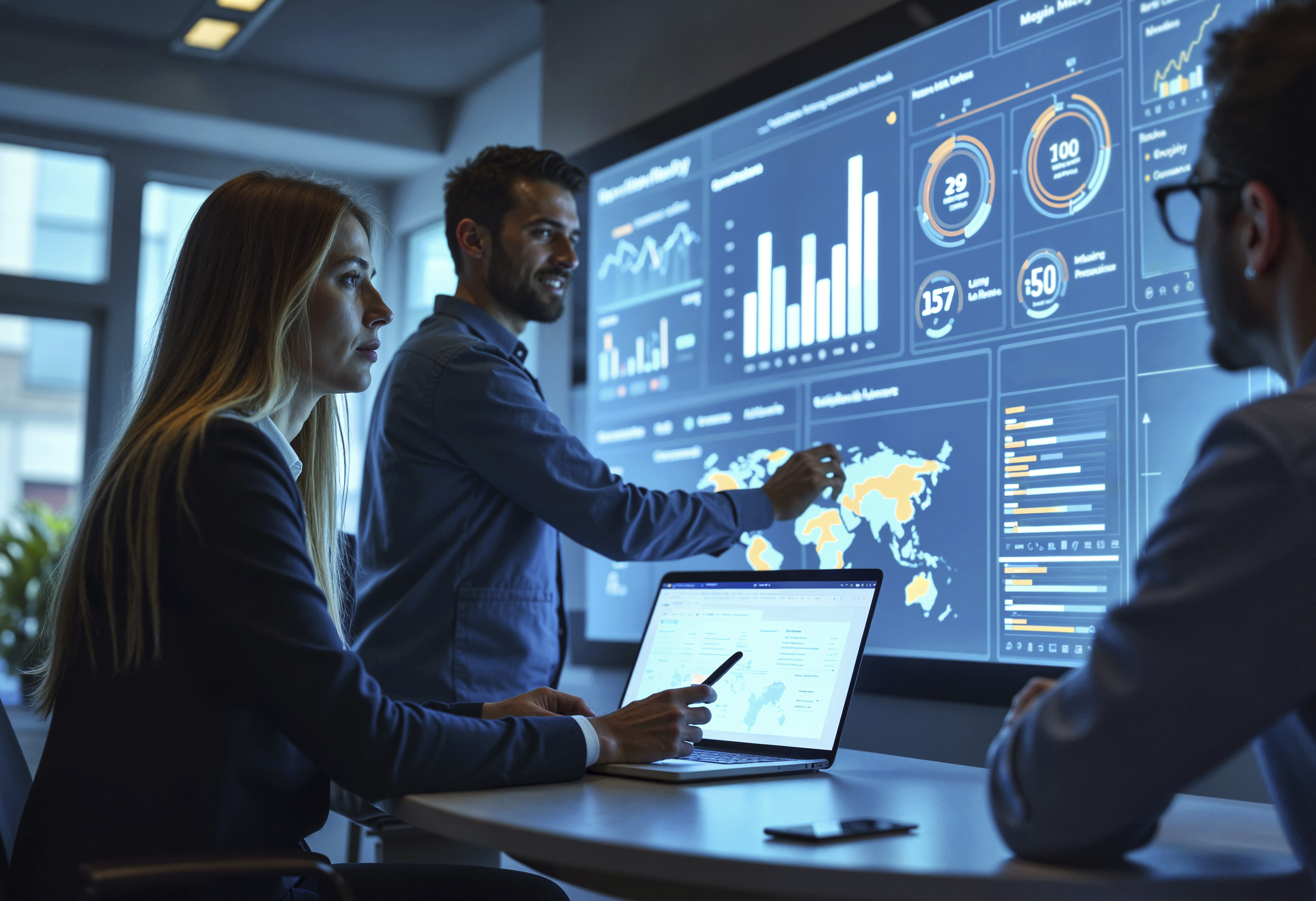 Professional team collaborating in modern office